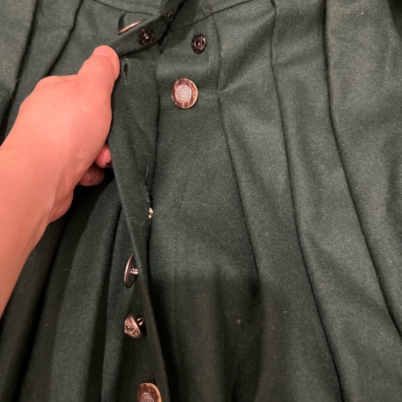 Forest Green Vintage Wool Midi A-Line Skirt with pockets and amazing beading - Picture 7 of 10